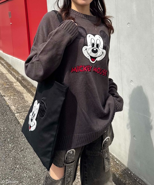 4GEEKS BY SPIRALGIRL(フォーギークスバイスパイラルガール)の「【Disney/ディズニー/ミッキーマウス】サテン刺しゅうトートバッグ(トートバッグ・レディース・ブラック・FREE)」の6枚目の写真
