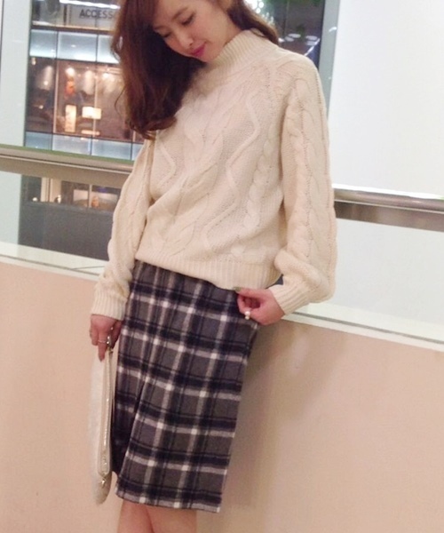 Chico(チコ)の「【who's who Chico】チェックタイトスカート(スカート・レディース・グレー/ネイビー/ベージュ・FREE)」の1枚目の写真