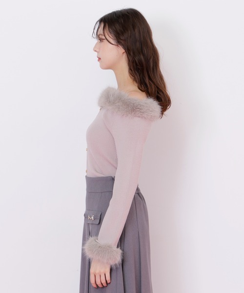 JILL by JILL STUART（ジルバイジルスチュアート）の「◇フェイクファートリムニット（ニット/セーター・レディース・ピンク/ホワイト/ブラック・FREE）」の7枚目の写真