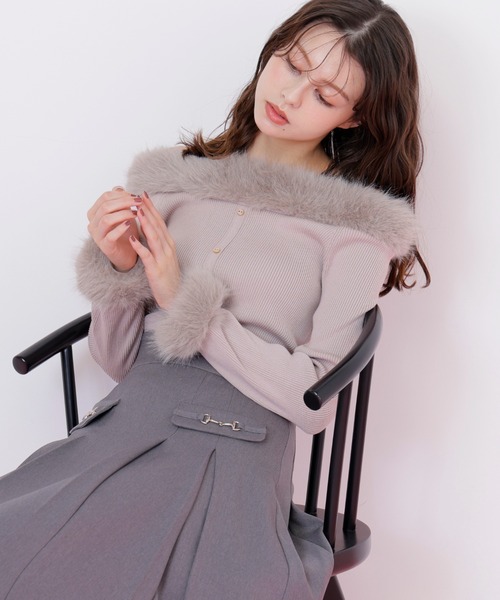 JILL by JILL STUART（ジルバイジルスチュアート）の「◇フェイクファートリムニット（ニット/セーター・レディース・ピンク/ホワイト/ブラック・FREE）」の21枚目の写真