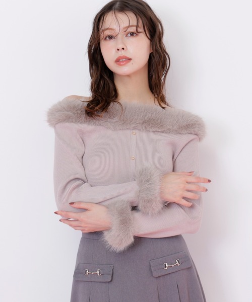 JILL by JILL STUART（ジルバイジルスチュアート）の「◇フェイクファートリムニット（ニット/セーター・レディース・ピンク/ホワイト/ブラック・FREE）」の22枚目の写真