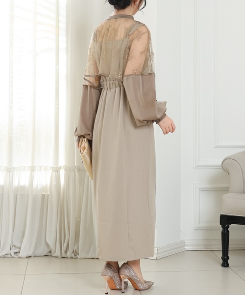 Lace Ladies(レースレディース)の「【2点セット】花柄 ボレロ付き Iライン マキシ ワンピース(ドレス・レディース・ブラック・FREE)」の19枚目の写真