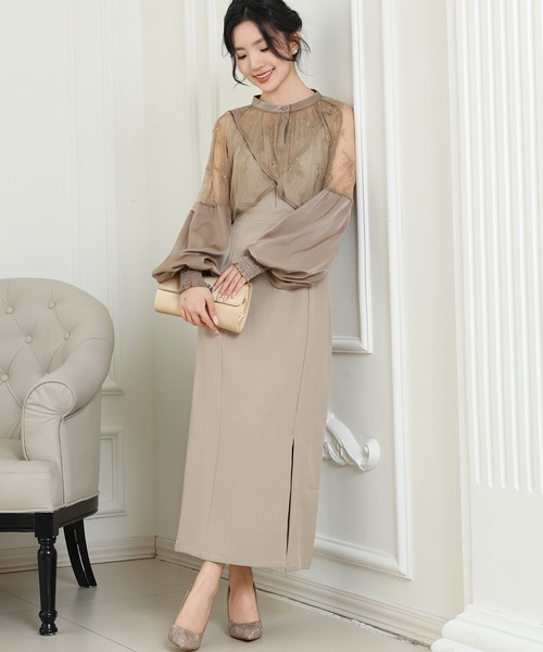 Lace Ladies(レースレディース)の「【2点セット】花柄 ボレロ付き Iライン マキシ ワンピース(ドレス・レディース・ブラック・FREE)」の21枚目の写真