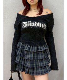 EVRIS | ラメロゴシャギーオフショルニットトップス(ニット/セーター)