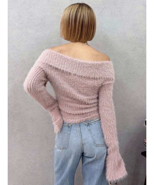 EVRIS（エヴリス）の「ラメロゴシャギーオフショルニットトップス（ニット/セーター・レディース・ピンク/ホワイト/ブラック・FREE）」の18枚目の写真