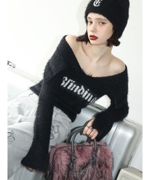 EVRIS | ラメロゴシャギーオフショルニットトップス(ニット/セーター)