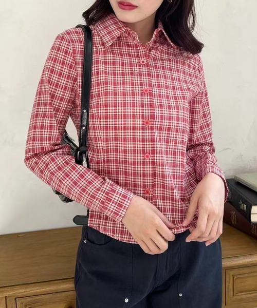 ショート丈チェックシャツ（シャツ/ブラウス）｜mebole（メボレ）の