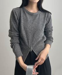 杢ストレッチZIP付きニット