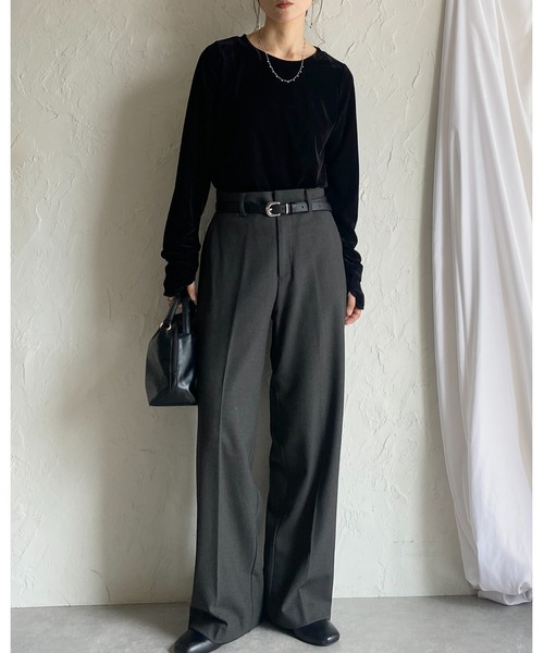 She's Closet（シーズクローゼット）の「指穴あき長袖サムホールシアーベロアトップス（Tシャツ/カットソー・レディース・アイボリー/ブラック/グレー/ブラウン・FREE）」の15枚目の写真