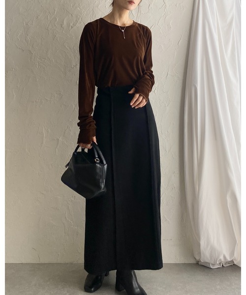 She's Closet（シーズクローゼット）の「指穴あき長袖サムホールシアーベロアトップス（Tシャツ/カットソー・レディース・アイボリー/ブラック/グレー/ブラウン・FREE）」の20枚目の写真