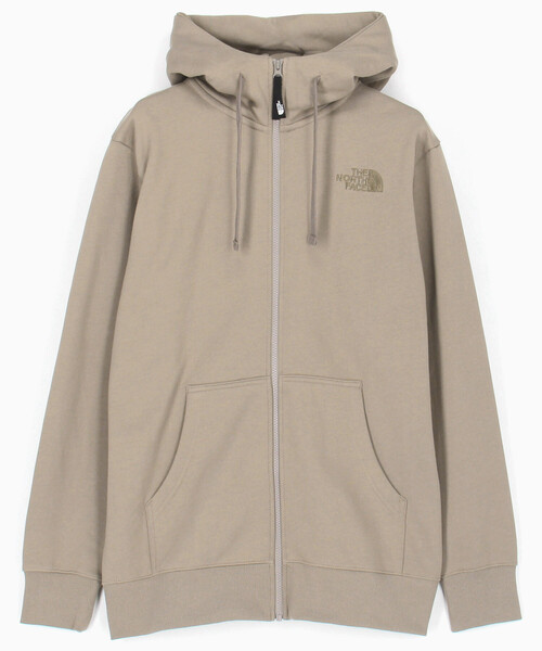 THE NORTH FACE ベージュ フルジップ パーカー THE NORTH FACE ノースフェイスパーカー 袖ロゴ フルジップ フーディー