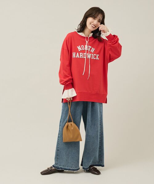 Green Parks(グリーンパークス)の「タックワイドデニムパンツ(デニムパンツ・レディース・インディゴブルー/ブラック・FREE)」の12枚目の写真