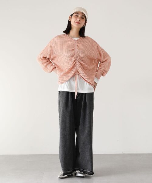 Green Parks(グリーンパークス)の「タックワイドデニムパンツ(デニムパンツ・レディース・インディゴブルー/ブラック・FREE)」の14枚目の写真