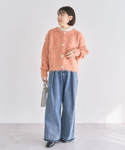 Green Parks(グリーンパークス)の「タックワイドデニムパンツ(デニムパンツ・レディース・インディゴブルー/ブラック・FREE)」の16枚目の写真