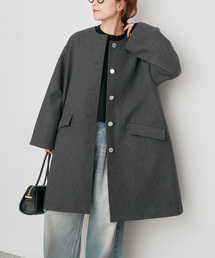 Spick&Span スピック＆スパン メルトンスタンドカラーコート グレー Spick and Span｜スピック＆スパンのステンカラーコート