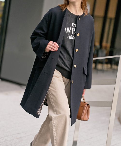 Spick & Span（スピックアンドスパン）の「TRADITIONAL WEATHERWEAR / 別注LINTON N/C*（ノーカラーコート・レディース・ブラウン/グレー/ブラック・34）」の13枚目の写真