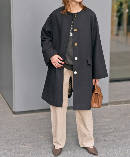 Spick & Span（スピックアンドスパン）の「TRADITIONAL WEATHERWEAR / 別注LINTON N/C*（ノーカラーコート・レディース・ブラウン/グレー/ブラック・34）」の15枚目の写真