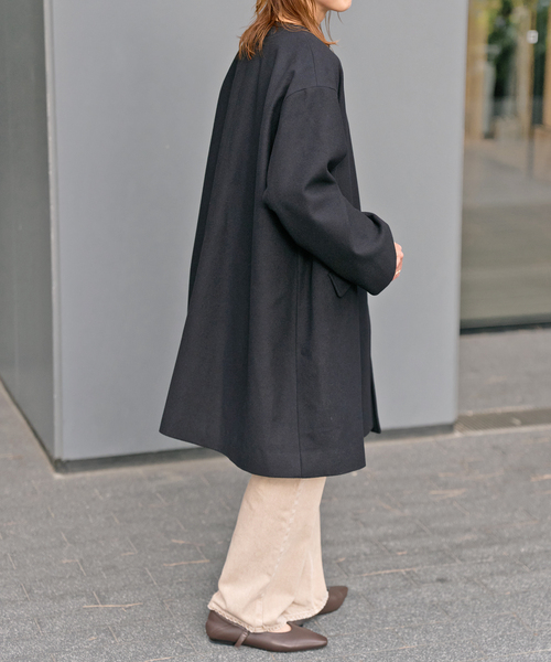 Spick & Span（スピックアンドスパン）の「TRADITIONAL WEATHERWEAR / 別注LINTON N/C*（ノーカラーコート・レディース・ブラウン/グレー/ブラック・34）」の16枚目の写真