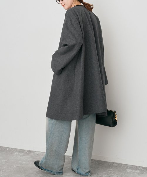 Spick & Span（スピックアンドスパン）の「TRADITIONAL WEATHERWEAR / 別注LINTON N/C*（ノーカラーコート・レディース・ブラウン/グレー/ブラック・34）」の21枚目の写真