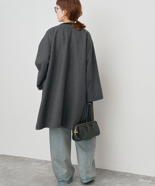 Spick & Span（スピックアンドスパン）の「TRADITIONAL WEATHERWEAR / 別注LINTON N/C*（ノーカラーコート・レディース・ブラウン/グレー/ブラック・34）」の22枚目の写真