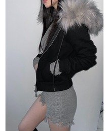 THEAIRTOWN ファーパーカー グレー（灰色）系 THEAIRTOWN(ジエアタウン) パーカー・フーディ