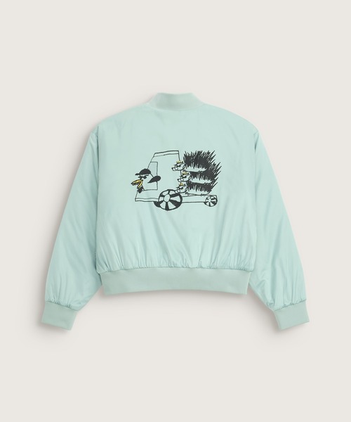 VANS（バンズ）の「RIROO ウィメンズ クロップド ベースボールジャケット / RIROO CROPPED BASEBALL JACKET / VN000SPWEMW1（スタジャン・レディース・セージグリーン・X-LARGE/SMALL/MEDIUM/LARGE）」の9枚目の写真