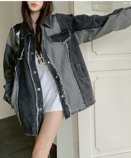 VIBGYOR(ヴィブジョー)の「【LAMPOON】リメイクデニムジャケット(デニムジャケット・レディース・ブラック・X-LARGE/MEDIUM/LARGE)」の9枚目の写真