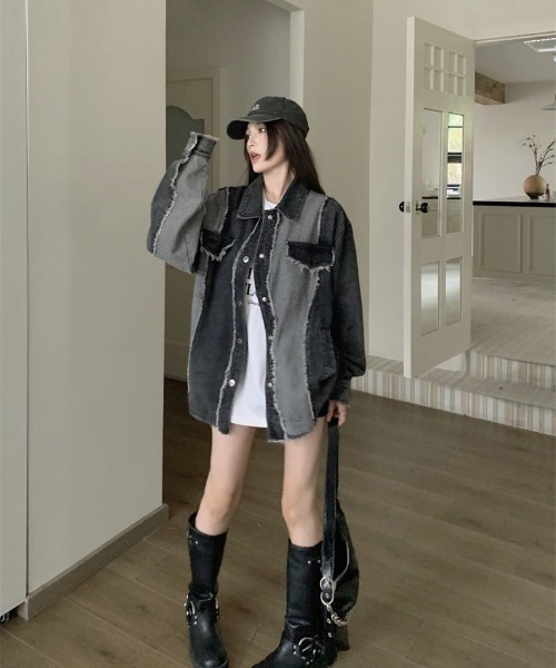 VIBGYOR(ヴィブジョー)の「【LAMPOON】リメイクデニムジャケット(デニムジャケット・レディース・ブラック・X-LARGE/MEDIUM/LARGE)」の12枚目の写真