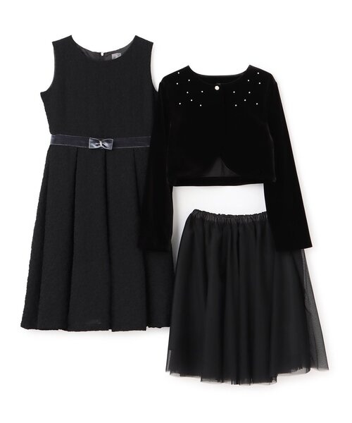 パニエつきノースリーブドレス×ボレロセット（スーツセット）｜pom