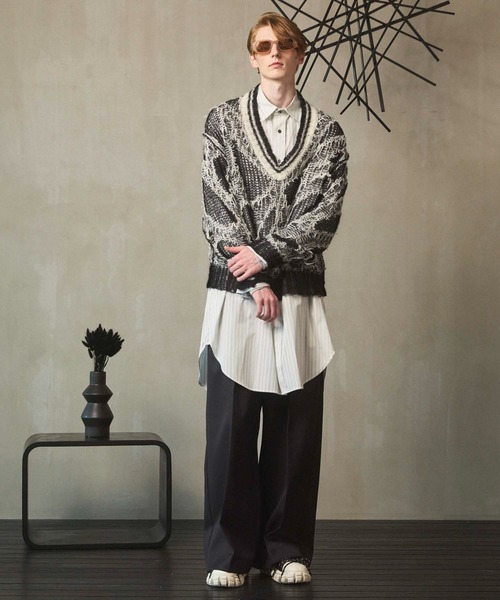 UNISEX》Mohair Sheer V-Neck Knit Pullover/モヘアシアーVネック