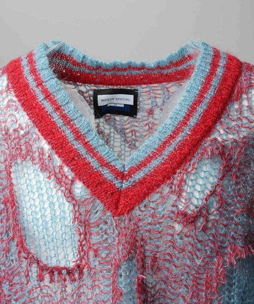 UNISEX》Mohair Sheer V-Neck Knit Pullover/モヘアシアーVネック