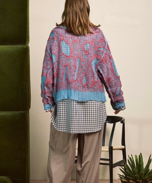 MAISON SPECIAL(メゾンスペシャル)の「《UNISEX》Mohair Sheer V-Neck Knit Pullover/モヘアシアーVネックニットプルオーバー【MAISON SPECIAL/メゾンスペシャル】(ニット/セーター・メンズ・ブラック/レッド・0/1/2)」の12枚目の写真