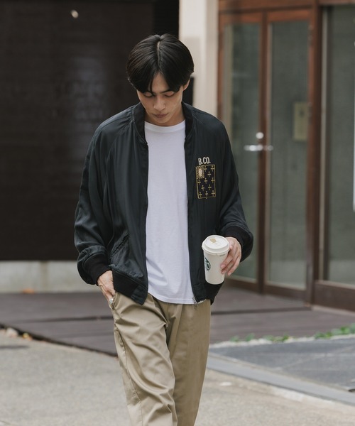 REMI RELIEF(レミレリーフ)の「REMI RELIEF/レミレリーフ レーヨンツイルスカジャン(スカジャン・メンズ・チャコール・M/L/XL)」の8枚目の写真