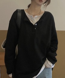 cammie（キャミー）の「フロントボタンレイヤードオーバーサイズロンT（Tシャツ/カットソー）」