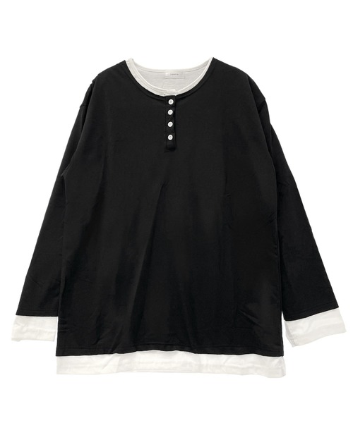 cammie(キャミー)の「フロントボタンレイヤードオーバーサイズロンT(Tシャツ/カットソー・レディース・ブラック/グレー・FREE)」の22枚目の写真