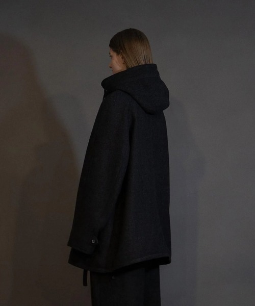 my beautiful landlet（マイビューティフルランドレット）の「【my beautiful landlet】 BISHU WOOL OVERSIZED HOOD BLOUSON（ミリタリージャケット・メンズ・ブラック/グレー/チャコールグレー/ネイビー・0/1）」の8枚目の写真