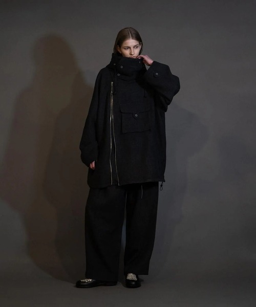 my beautiful landlet（マイビューティフルランドレット）の「【my beautiful landlet】 BISHU WOOL OVERSIZED HOOD BLOUSON（ミリタリージャケット・メンズ・ブラック/グレー/チャコールグレー/ネイビー・0/1）」の9枚目の写真