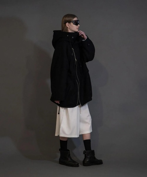 my beautiful landlet（マイビューティフルランドレット）の「【my beautiful landlet】 BISHU WOOL OVERSIZED HOOD BLOUSON（ミリタリージャケット・メンズ・ブラック/グレー/チャコールグレー/ネイビー・0/1）」の6枚目の写真