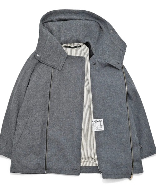 my beautiful landlet（マイビューティフルランドレット）の「【my beautiful landlet】 BISHU WOOL OVERSIZED HOOD BLOUSON（ミリタリージャケット・メンズ・ブラック/グレー/チャコールグレー/ネイビー・0/1）」の16枚目の写真