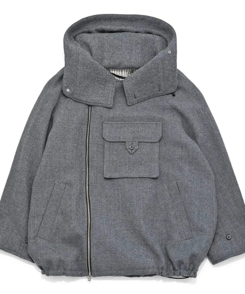 my beautiful landlet（マイビューティフルランドレット）の「【my beautiful landlet】 BISHU WOOL OVERSIZED HOOD BLOUSON（ミリタリージャケット・メンズ・ブラック/グレー/チャコールグレー/ネイビー・0/1）」の17枚目の写真