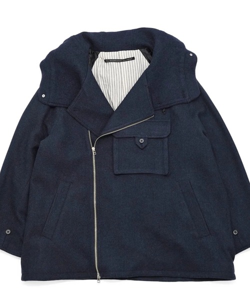 my beautiful landlet（マイビューティフルランドレット）の「【my beautiful landlet】 BISHU WOOL OVERSIZED HOOD BLOUSON（ミリタリージャケット・メンズ・ブラック/グレー/チャコールグレー/ネイビー・0/1）」の20枚目の写真