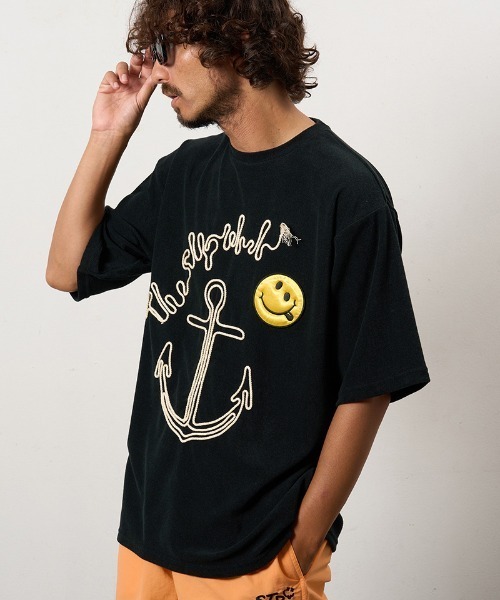 STUD MUFFIN(スタッドマフィン)の「mt10081-TCパイル アンカーロープ刺繍スマイルパフパッチオーバーサイズSSシャツ Tシャツ(614-02880)(Tシャツ/カットソー・メンズ・ホワイト/ブラック/ミックスグレー・2/3/4)」の7枚目の写真