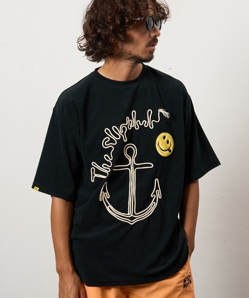 STUD MUFFIN(スタッドマフィン)の「mt10081-TCパイル アンカーロープ刺繍スマイルパフパッチオーバーサイズSSシャツ Tシャツ(614-02880)(Tシャツ/カットソー・メンズ・ホワイト/ブラック/ミックスグレー・2/3/4)」の8枚目の写真