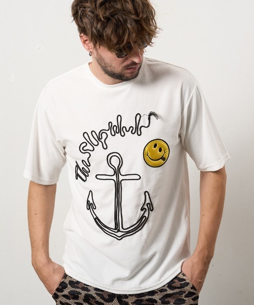 STUD MUFFIN(スタッドマフィン)の「mt10081-TCパイル アンカーロープ刺繍スマイルパフパッチオーバーサイズSSシャツ Tシャツ(614-02880)(Tシャツ/カットソー・メンズ・ホワイト/ブラック/ミックスグレー・2/3/4)」の13枚目の写真