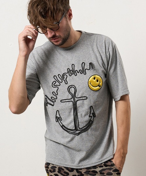 STUD MUFFIN(スタッドマフィン)の「mt10081-TCパイル アンカーロープ刺繍スマイルパフパッチオーバーサイズSSシャツ Tシャツ(614-02880)(Tシャツ/カットソー・メンズ・ホワイト/ブラック/ミックスグレー・2/3/4)」の19枚目の写真
