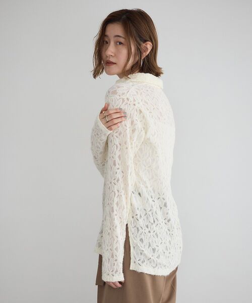 YECCA VECCA（イェッカヴェッカ）の「フラワー起毛レースシャツ（シャツ/ブラウス・レディース・オフホワイト・FREE）」の7枚目の写真
