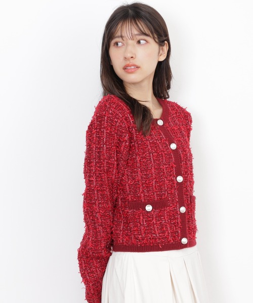 JILL by JILL STUART（ジルバイジルスチュアート）の「◇ラメツイードニットカーディガン（ニット/セーター・レディース・ブルー/レッド/ホワイト・FREE）」の7枚目の写真