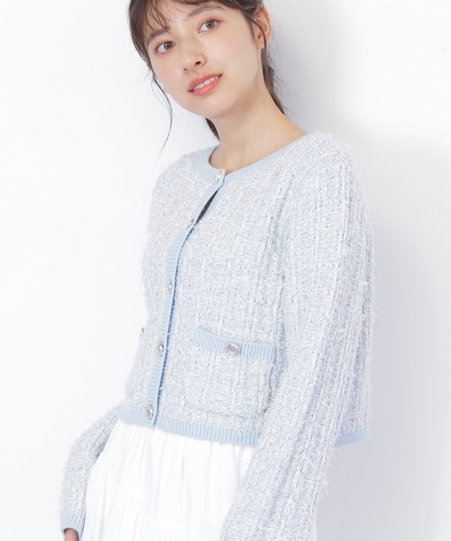 JILL by JILL STUART（ジルバイジルスチュアート）の「◇ラメツイードニットカーディガン（ニット/セーター・レディース・ブルー/レッド/ホワイト・FREE）」の10枚目の写真