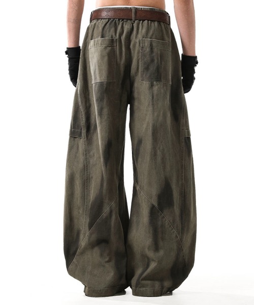 WESTBOY（ウエストボーイ）の「ルーズシルエット カーブデニムパンツ WO25W3PT03【WB ORIGINALS】【2025AW】（デニムパンツ・メンズ・グリーン/ブラウン・M/L/XL）」の6枚目の写真