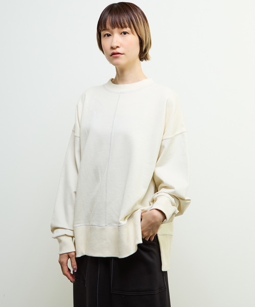 SOFFITTO(ソフィット)の「【nota della mano sinistra(ノータ デラ マノ シニストラ)】袖切替デザインスウェット(スウェット・レディース・チャコールグレー/オフホワイト/ブラック・FREE)」の19枚目の写真